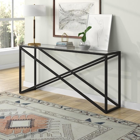 Hudson & Canal 64 in. Calix Rectangular Console Table, Blackened Bronze AT1554